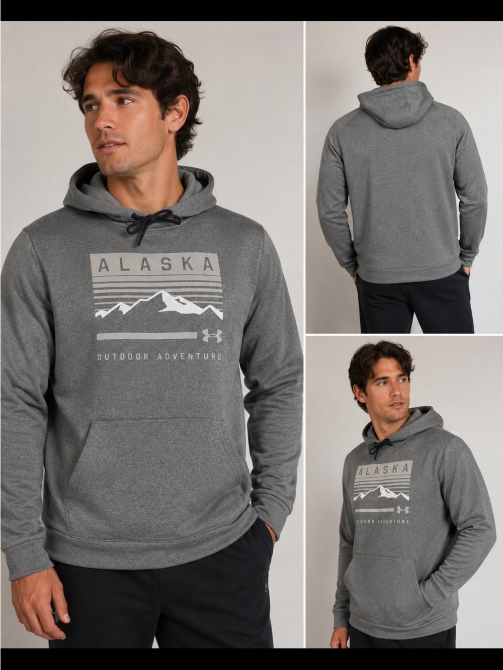Under Armour Gray Pullover Hoodie with Alaska Outdoor Graphic #1